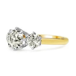 18ct Yellow and White Gold Victorian Style Old Cut Diamond 3 Stone Ring
