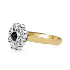 18ct Yellow and White Gold Antique Sapphire and Diamond Daisy Ring