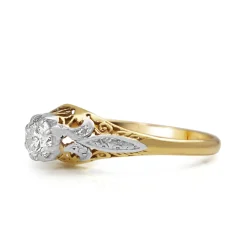 18ct Yellow and White Gold Antique Diamond Solitaire Ring