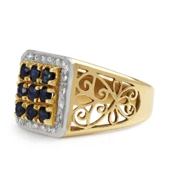 14ct Yellow and White Gold Sapphire and Diamond Cluster Ring