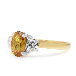 18ct Yellow and White Gold Yellow Sapphire and Diamond 3 Stone Ring