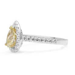 18ct Yellow and White Gold Yellow Pear Halo Ring