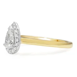 18ct Yellow and White Gold Pear Shape Halo Diamond Ring