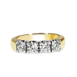 18ct Yellow and White Gold 4 Stone Diamond Ring