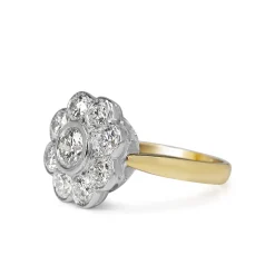 18ct Yellow and White Gold Daisy Diamond Ring