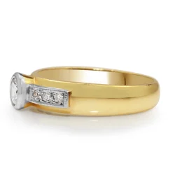 18ct Yellow and White Gold Bezel Diamond Ring