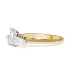 18ct Yellow and White Gold Pear Shape 3 Stone Diamond Ring