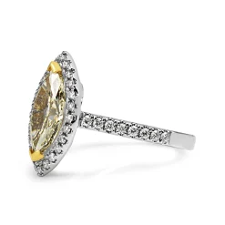 18ct Yellow and White Gold Yellow Marquise Diamond Halo Ring