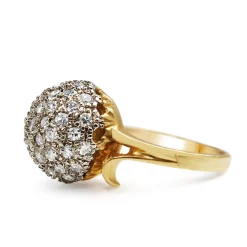 14ct Yellow and White Gold Single Cut Diamond Estate Cocktail Ring