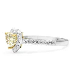 18ct Yellow and White Gold Yellow Heart Diamond Halo Ring
