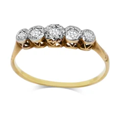 18ct Yellow and White Gold Rose Cut Vintage 5 Stone Ring