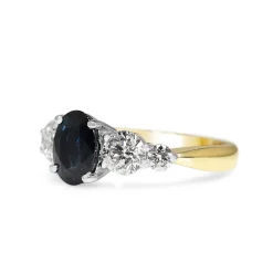 18ct Yellow and White Gold Sapphire and Diamond 5 Stone Ring