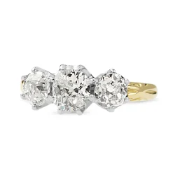 18ct Yellow and White Gold Antique Style Old Cut Diamond 3 Stone Ring