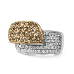 14ct Yellow and White Gold Yellow Sapphire and Diamond Ring