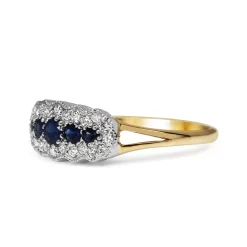 9ct Yellow and White Gold Sapphire and Diamond 5 Stone Ring