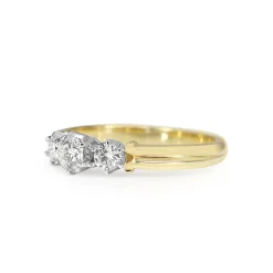 18ct Yellow and White Gold 3 Stone Vintage Style Diamond Ring
