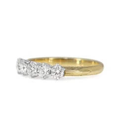 18ct Yellow and White Gold Vintage Style 5 Stone Diamond Ring