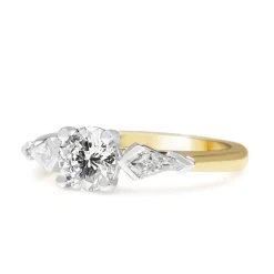 18ct Yellow and White Gold Brilliant and Kite Cut 3 Stone Diamond Ring