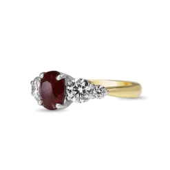 18ct Yellow and White Gold Ruby and Diamond 5 Stone Ring