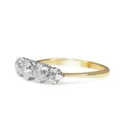 18ct Yellow and White Gold Antique Old Cut 5 Stone Diamond Ring