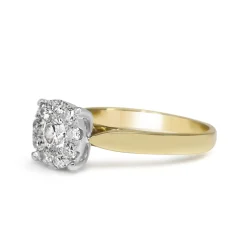 18ct Yellow and White Gold Diamond Halo Ring