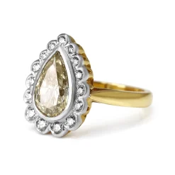 18ct Yellow and White Gold Yellow Pear Diamond Daisy Style Ring