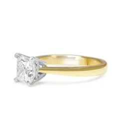 18ct Yellow and White Gold 1.52ct Princess Cut Diamond Solitaire Ring