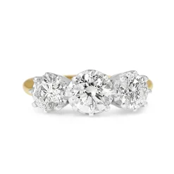 18ct Yellow and White Gold Victorian Style 3 Stone Diamond Ring