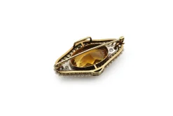 14ct Yellow and White Gold Antique Citrine and Pearl Brooch
