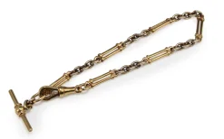 9ct Yellow and White Gold Fob Style Bracelet