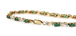 10ct Yellow and White Gold Emerald and Diamond Bracelet