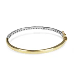 9ct Yellow and White Gold 3.05ct Hinged Diamond Bangle
