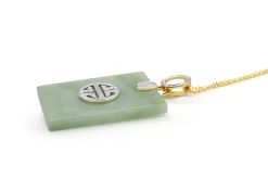 14ct Yellow and White Gold Jade and Diamond Necklace