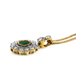 18ct Yellow and White Gold Emerald and Diamond Necklace