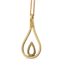 9ct Yellow and White Gold Diamond Teardrop Necklace