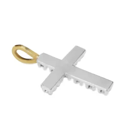 18ct Yellow and White Gold Single Cut Diamond Cross Pendant
