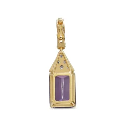 14ct Yellow and White Gold Emerald Cut Amethyst and Diamond Enhancer Pendant