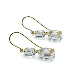 9ct Yellow and White Gold Aquamarine Drop Earrings