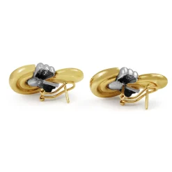 18ct Yellow and White Gold Retro Diamond Earrings