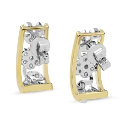 9ct Yellow and White Gold Diamond Floral Drop Earrings