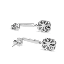 18ct Yellow and White Gold Yellow Radiant Diamond Halo Drop Earrings
