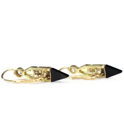 18ct Yellow and White Gold Antique Onyx and Diamond Earrings
