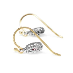 9ct Yellow and White Gold Ruby and DIamond Daisy Earrings