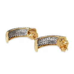14ct Yellow and White Gold Pavé Half Hoop Diamond Earrings