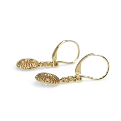 18ct Yellow and White Gold Pink Sapphire and Diamond Halo Drop Earrings