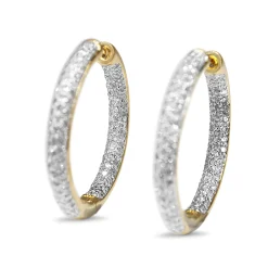 14ct Yellow and White Gold Diamond Pavè Hoop Earrings