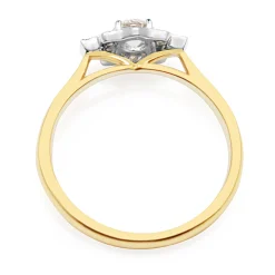 18ct Yellow and White Gold Art Deco Style Diamond Ring