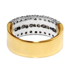 18ct Yellow and White Gold Wide Diamond Ring
