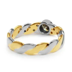 18ct Yellow and White Gold Diamond Twist Ring