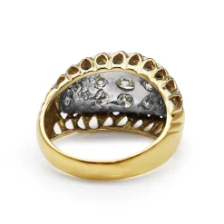 18ct Yellow and White Gold Vintage Ring with Old Cut Diamonds